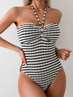 Maiô Feminino Com Bojo Listrado